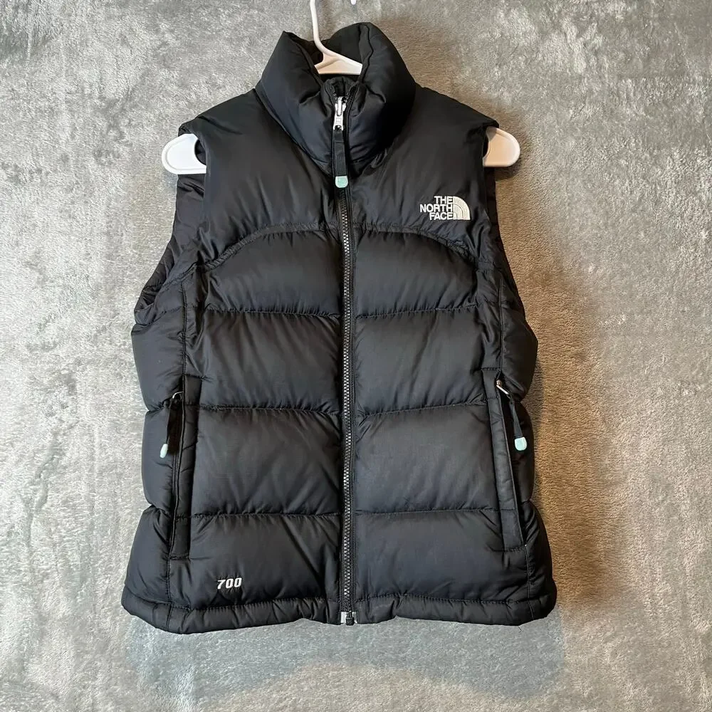 The North Face Retro‎ Logo Down 700 Black Puffer Vest Size XS